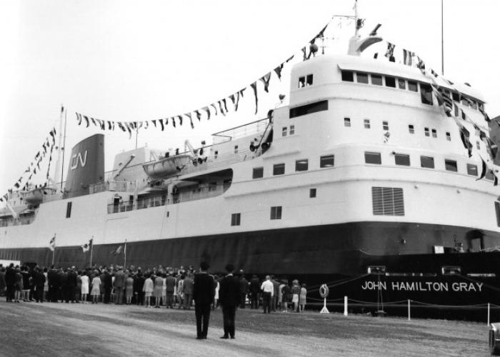 people waiting to board the ss john hamilton gray