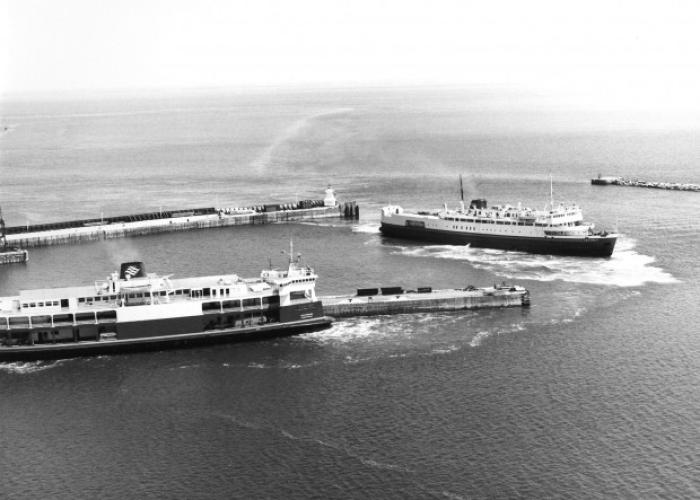 the mv vacationland sailing into port