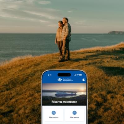 couple with a mobile phone overlay