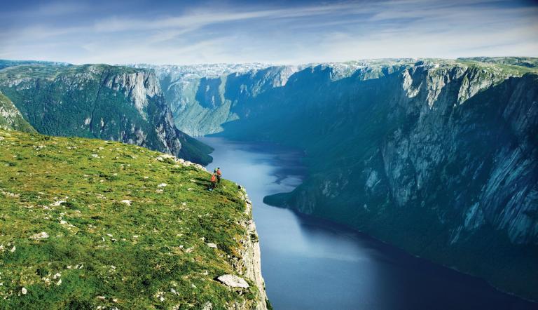 cliffs with water and more cliffs in the background