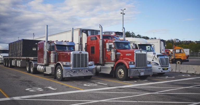 Commercial vehicles on the parking lot