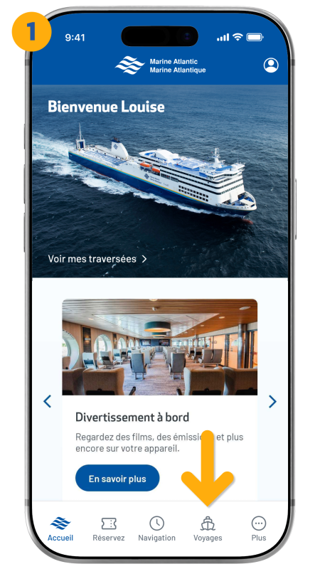 Arrow pointing to my trips in the bottom right