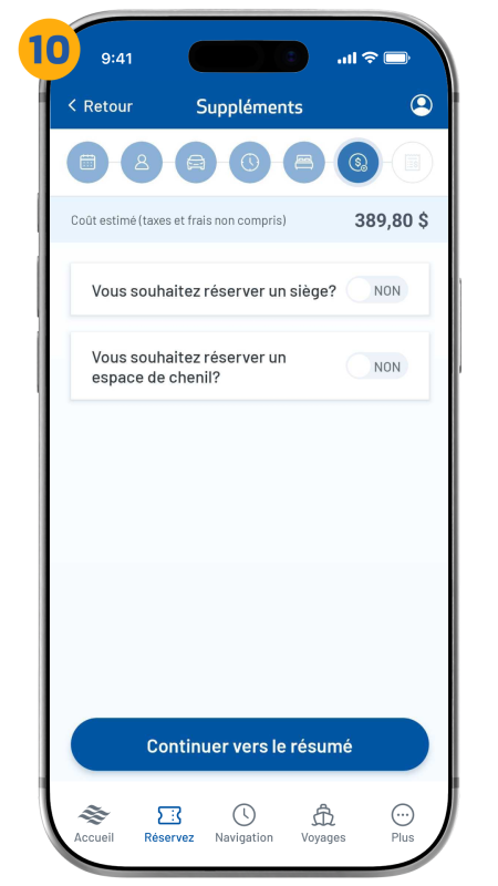 extra options screen shown
