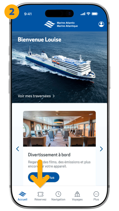 arrow pointing to book now on bottom left