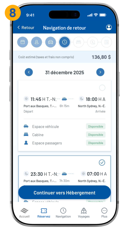 return sailing screen shown