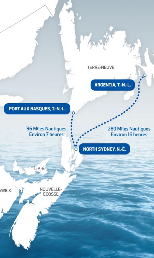 Vessel Route Map between Nova Scotia and Newfoundland and Labrador
